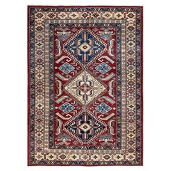 One-of-a-kind Hand Knotted Wool Tribal Orange Area Rug