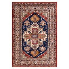 One-of-a-kind Hand Knotted Wool Tribal Orange Area Rug