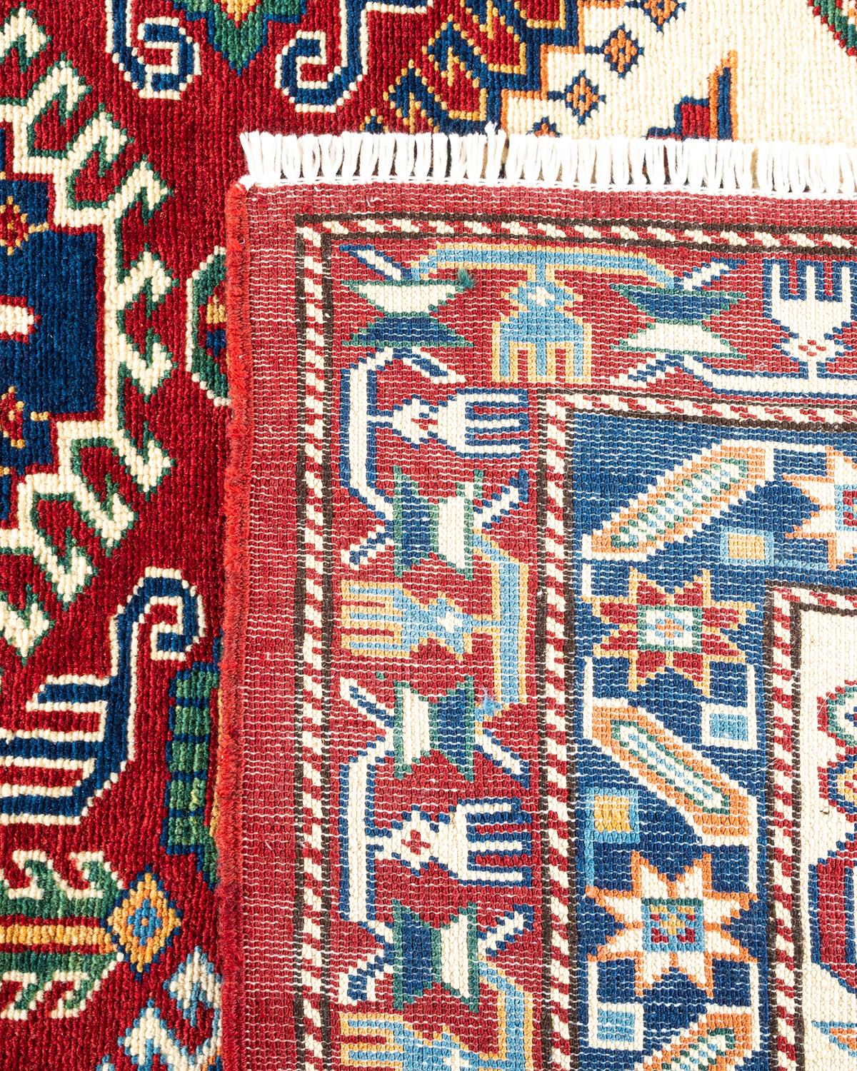 Contemporary One-of-a-kind Hand Knotted Wool Tribal Red Area Rug