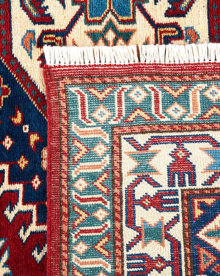 One-of-a-kind Hand Knotted Wool Tribal Red Area Rug For Sale at 1stDibs