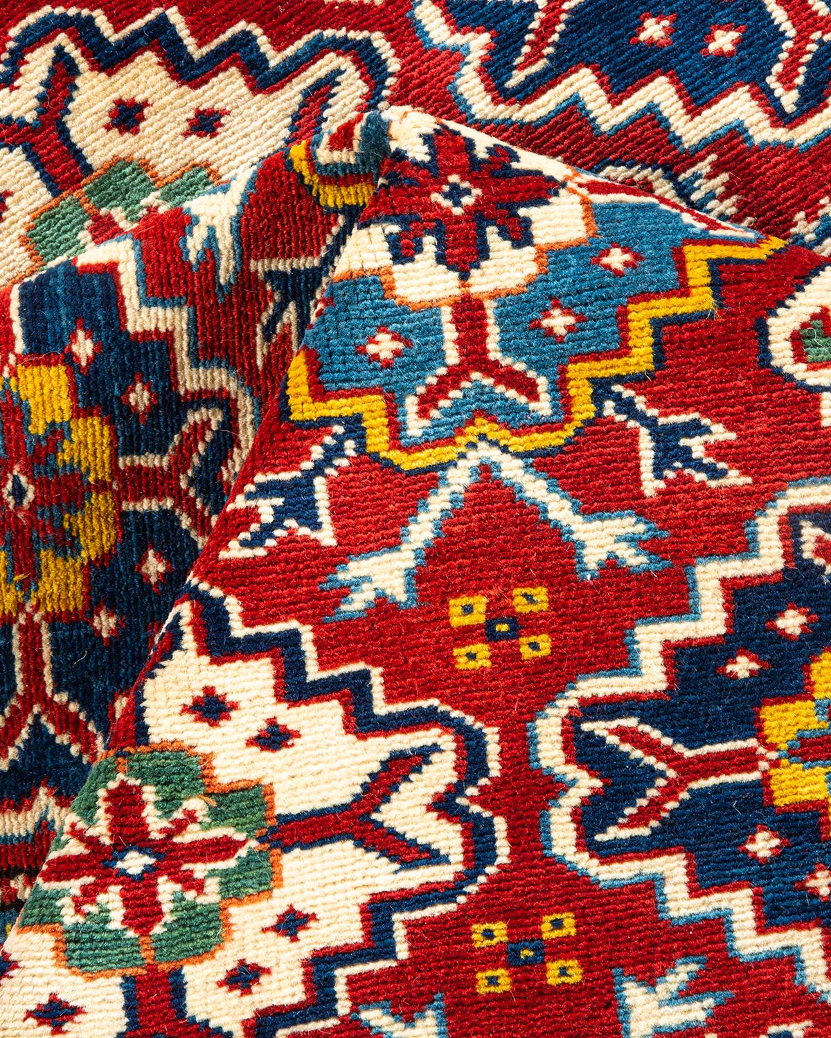 Handgeknüpfter roter Teppich aus Wolle, Stammeskunst, Unikat im Angebot 2