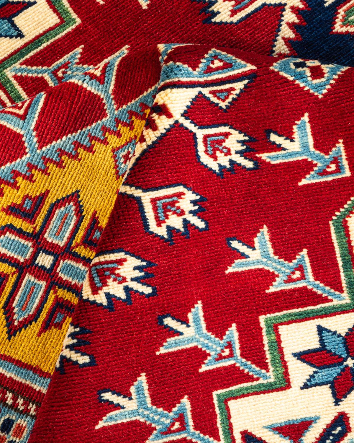 One-of-a-kind Hand Knotted Wool Tribal Red Area Rug For Sale 2