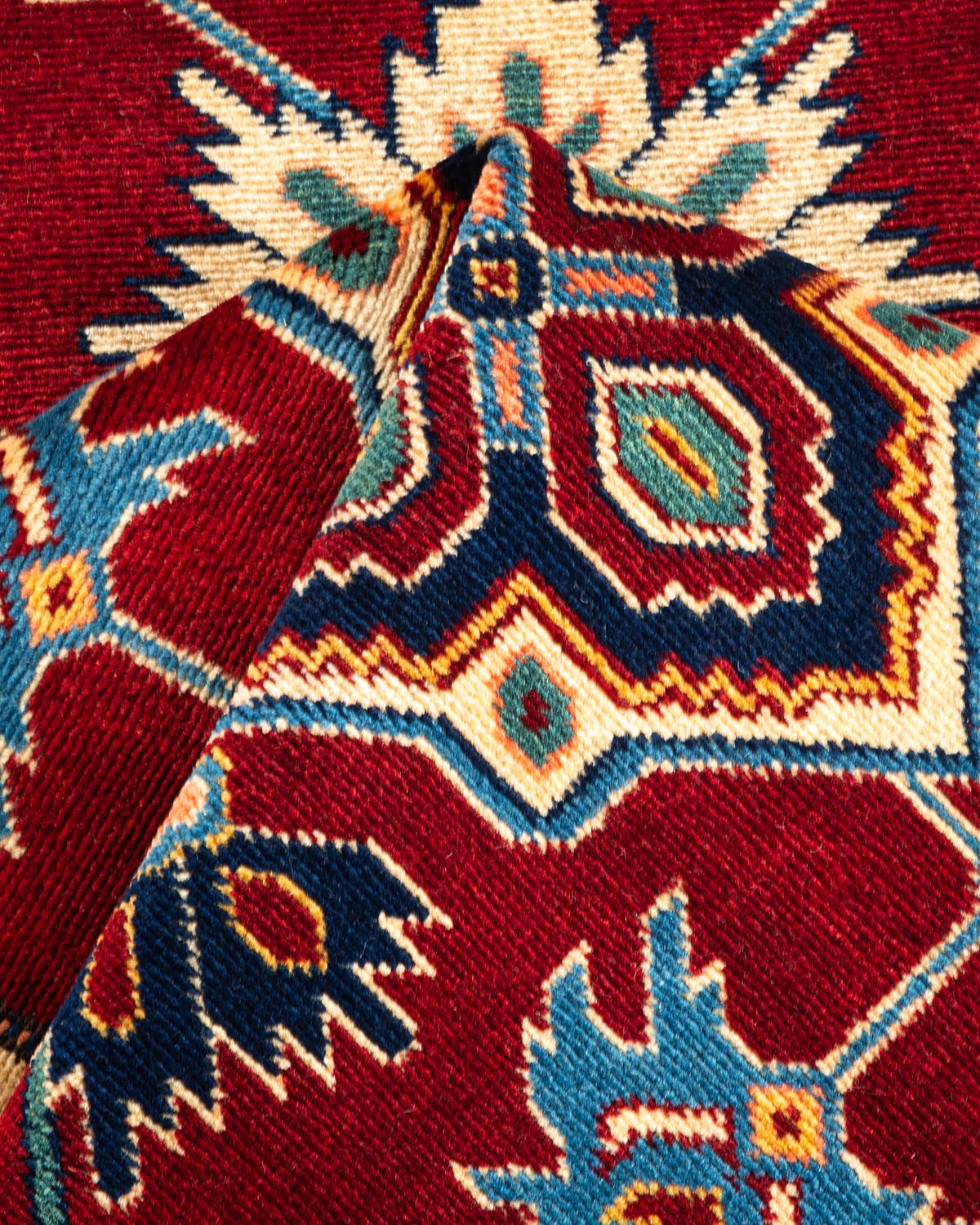 One-of-a-kind Hand Knotted Wool Tribal Red Area Rug For Sale 2