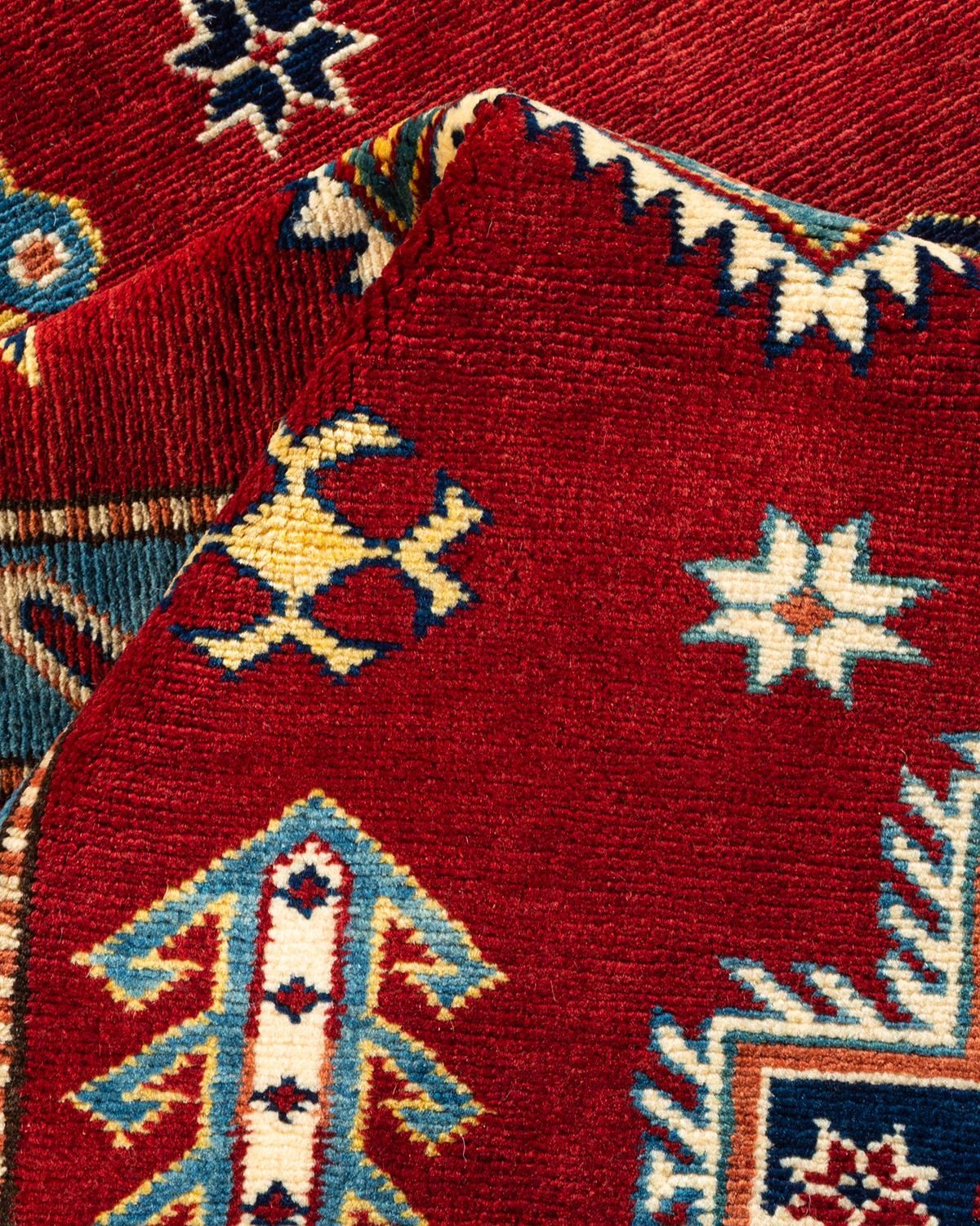 Tapis rouge tribal en laine noué à la main, unique en son genre en vente 1
