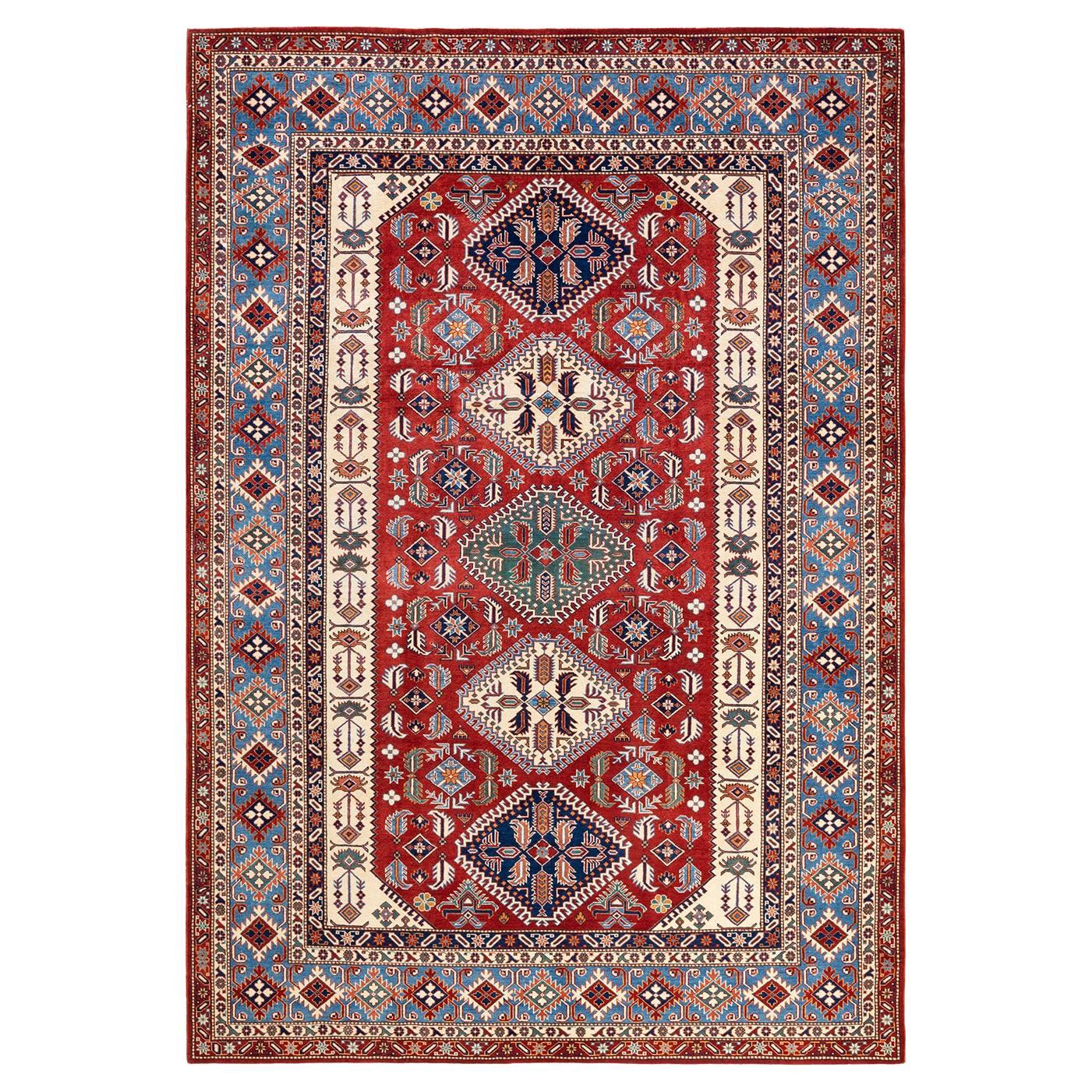 One-of-a-kind Hand Knotted Wool Tribal Red Area Rug