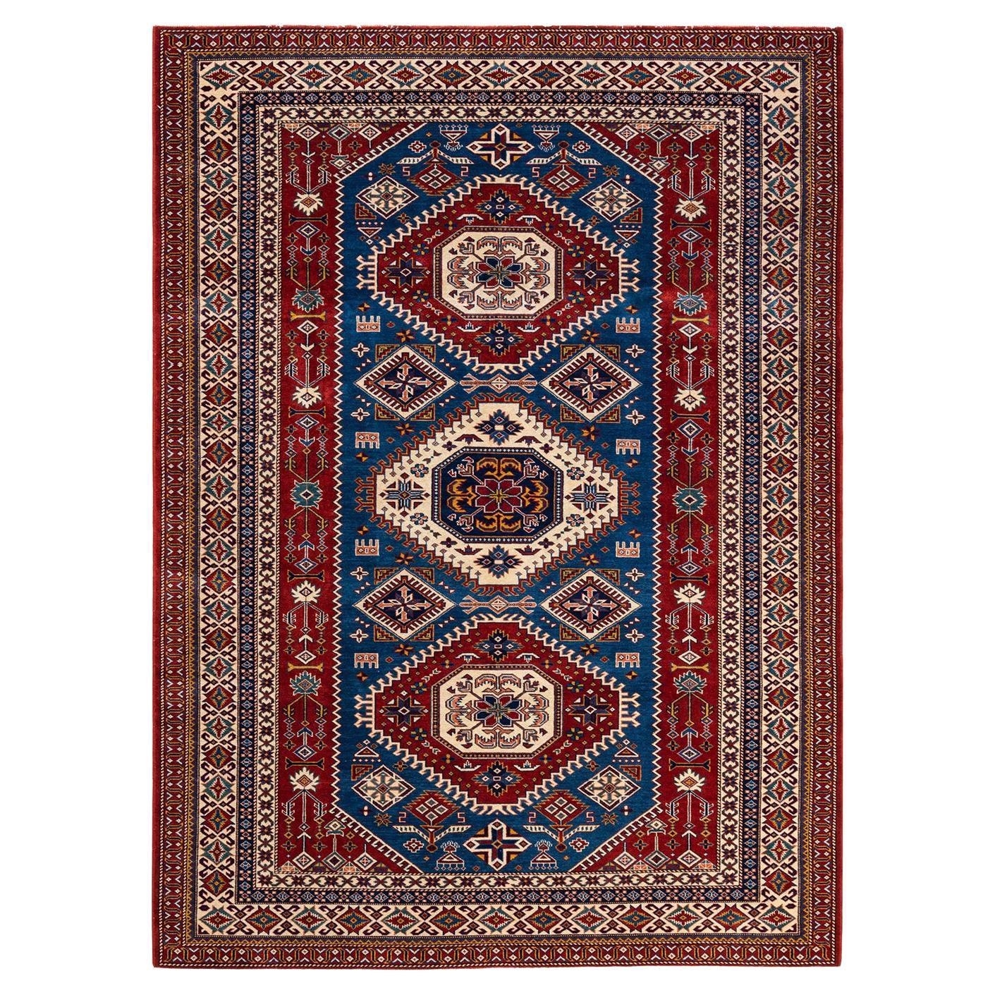 One-of-a-kind Hand Knotted Wool Tribal Red Area Rug