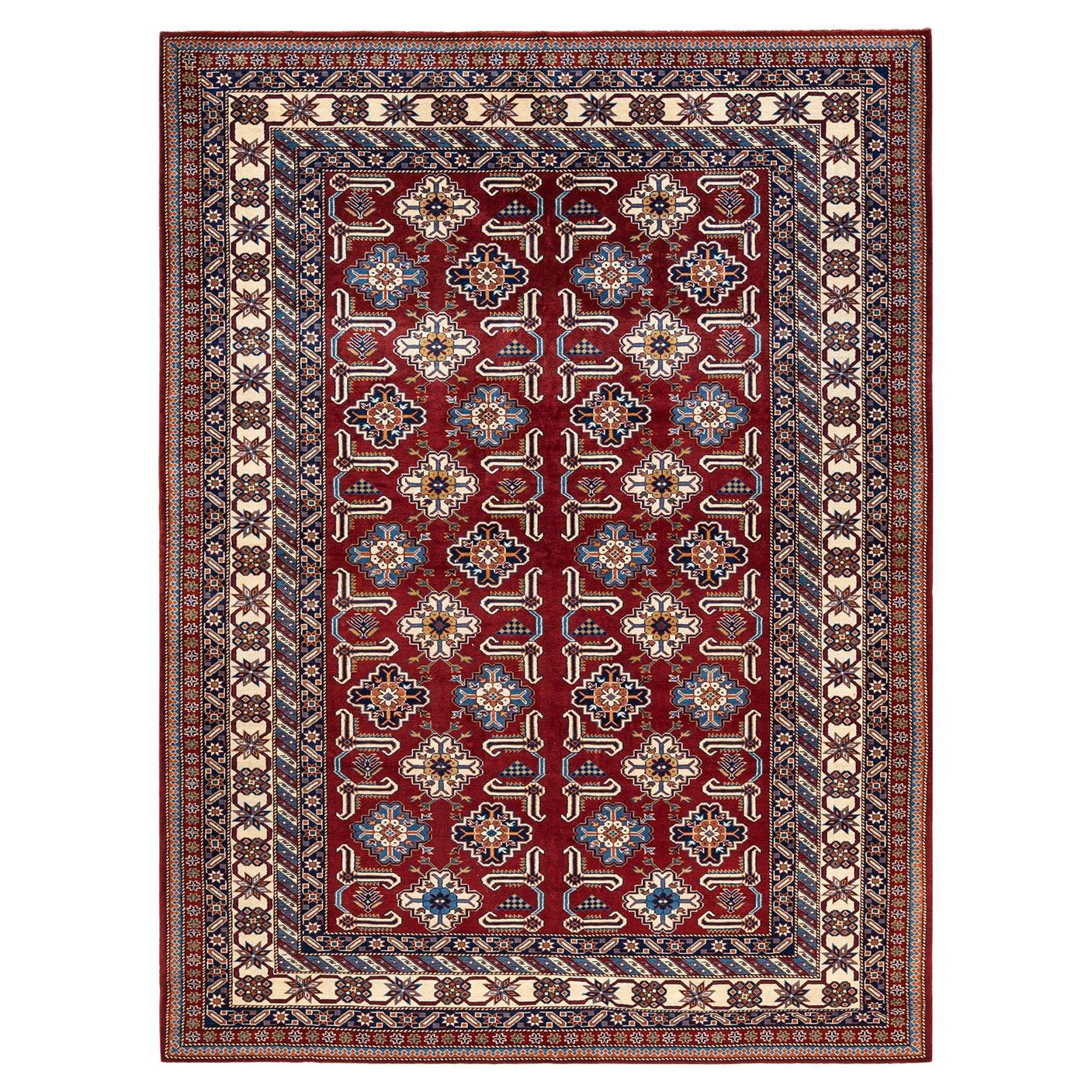 One-of-a-kind Hand Knotted Wool Tribal Red Area Rug