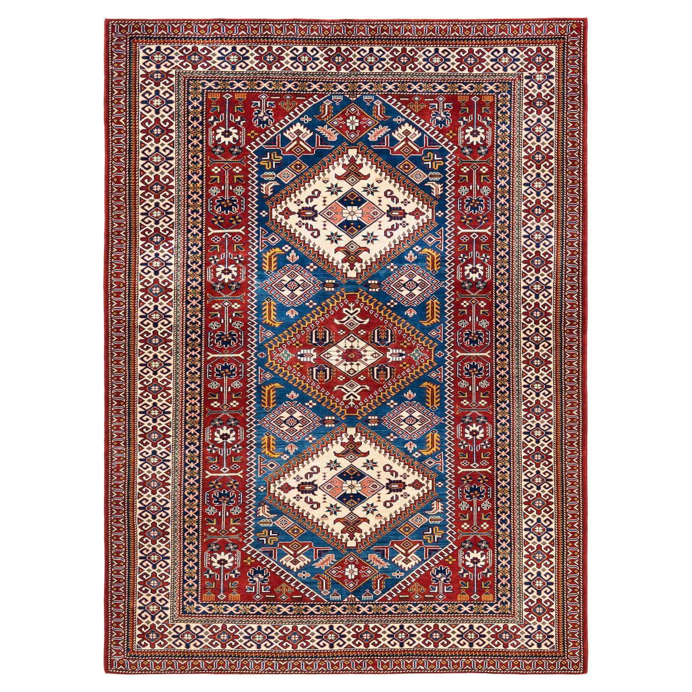 One-of-a-kind Hand Knotted Wool Tribal Red Area Rug For Sale