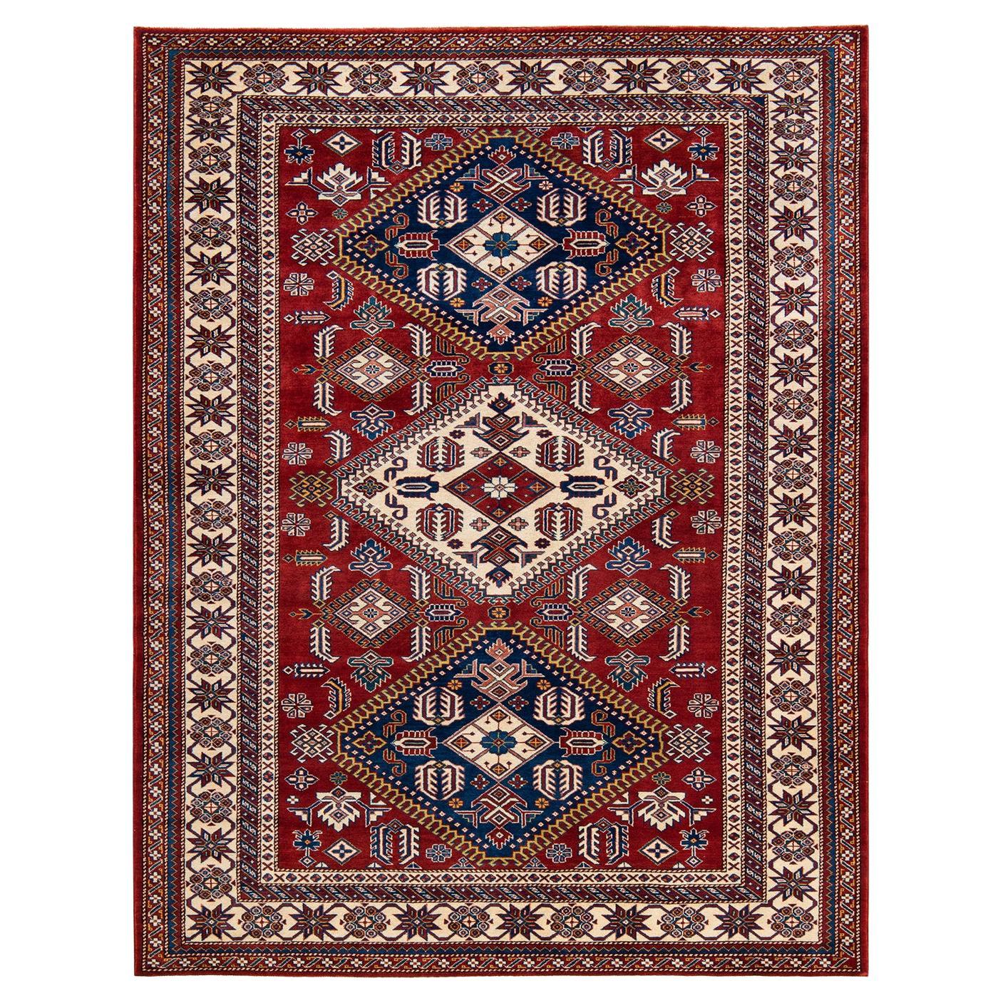 One-of-a-kind Hand Knotted Wool Tribal Red Area Rug