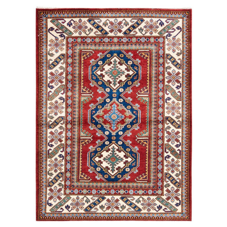 Red African Rug One-of-a-kind Hand Knotted Wool Tribal Red Area Rug For Sale at 1stDibs