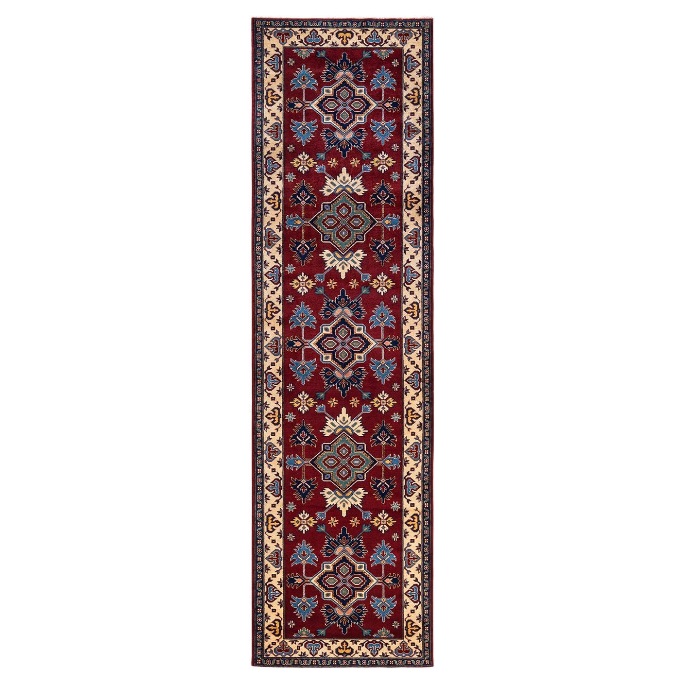 One-of-a-kind Hand Knotted Wool Tribal Red Area Rug For Sale