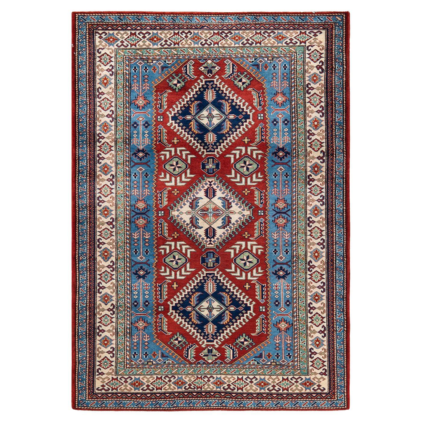 One-of-a-kind Hand Knotted Wool Tribal Red Area Rug