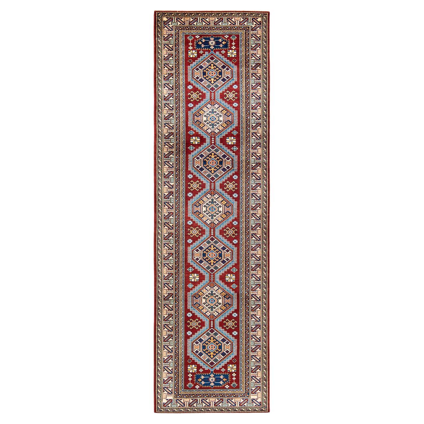 One-of-a-kind Hand Knotted Wool Tribal Red Area Rug