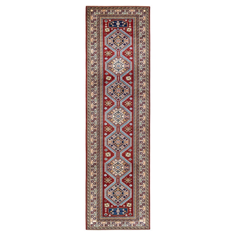 One-of-a-kind Hand Knotted Wool Tribal Red Area Rug For Sale at 1stDibs
