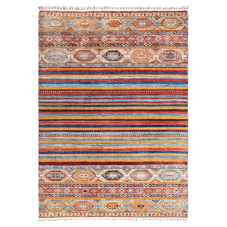 One-of-a-kind Hand Knotted Wool Tribal Red Area Rug For Sale at 1stDibs
