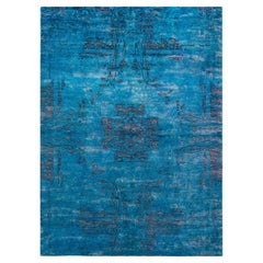 One-of-a-kind Hand Knotted Wool Vibrance Blue Area Rug