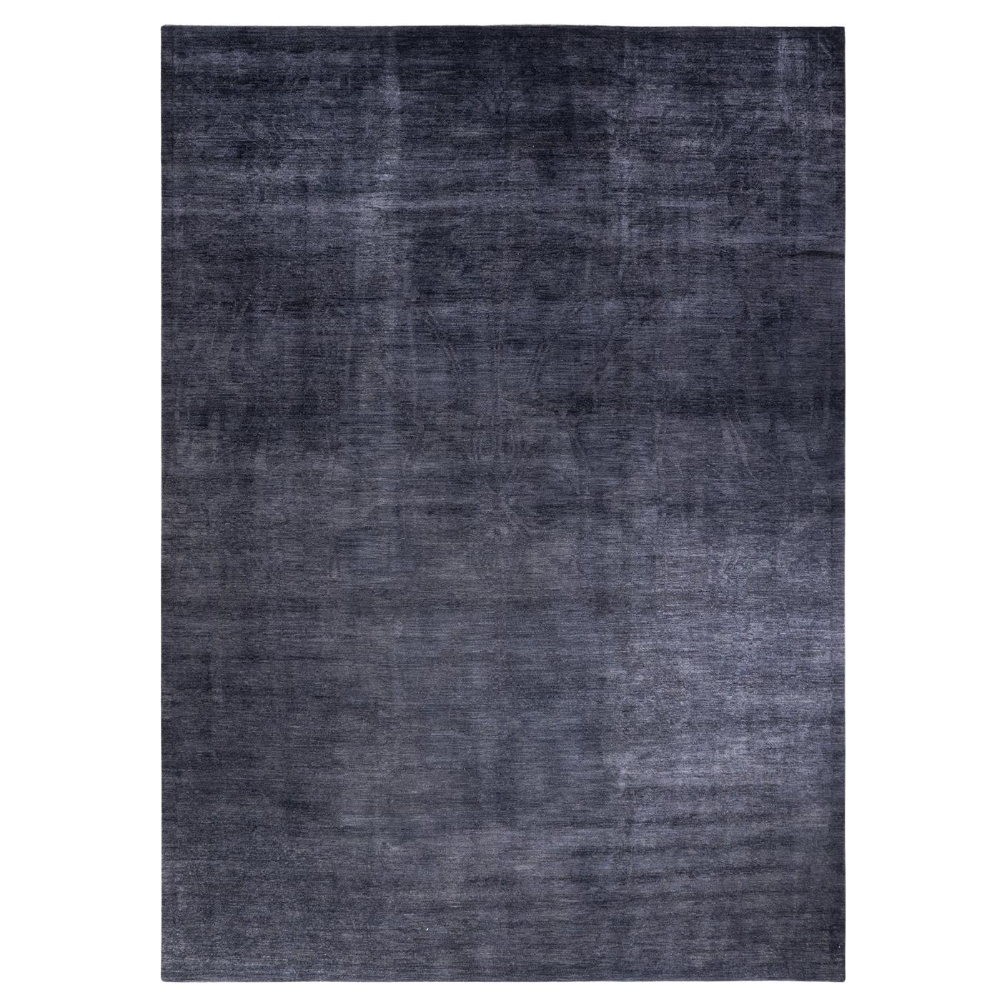 One-of-a-kind Hand Knotted Wool Vibrance Gray Area Rug For Sale