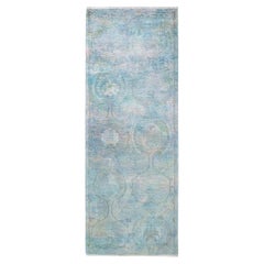 One-of-a-kind Hand Knotted Wool Vibrance Light Blue Area Rug