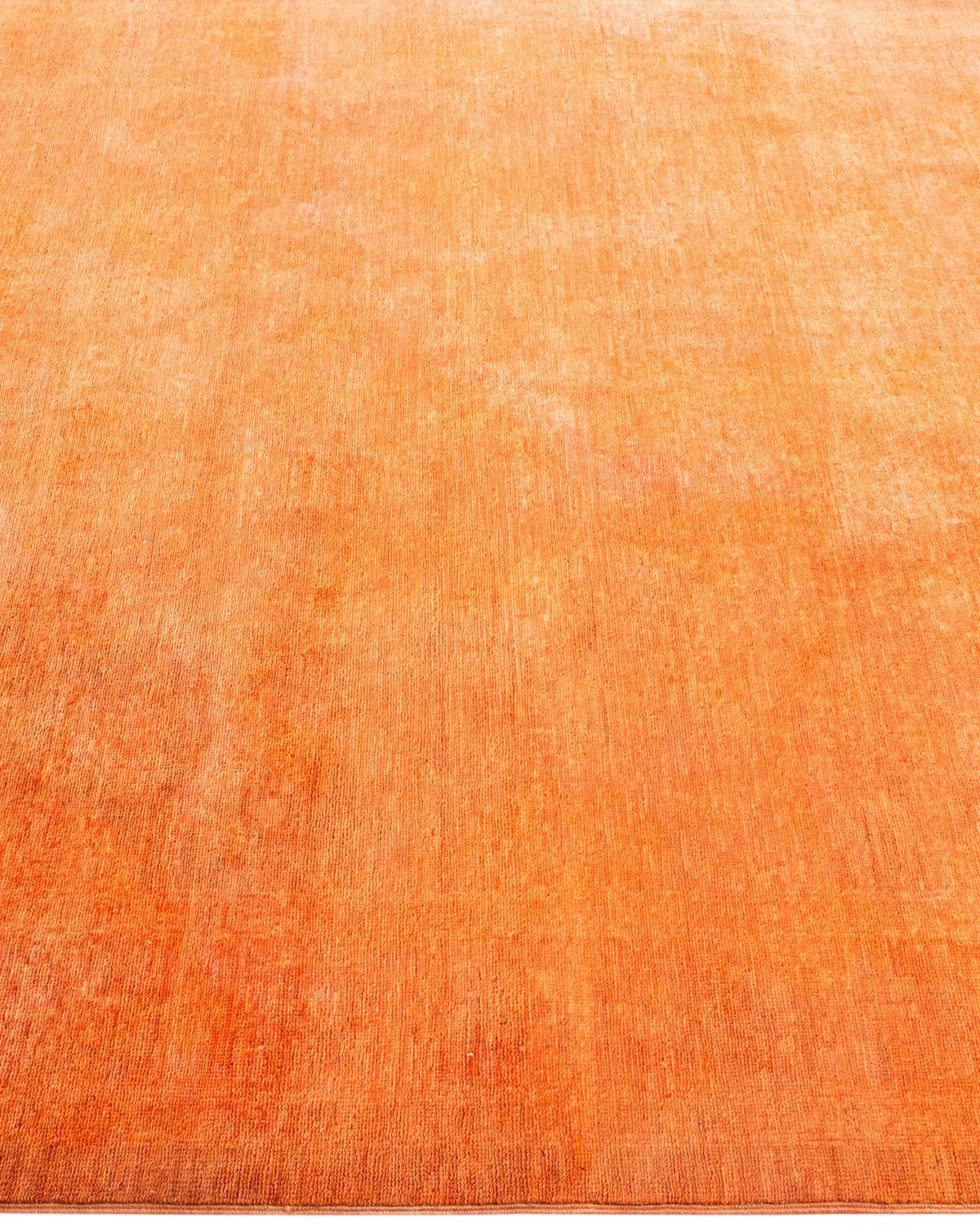 One-of-a-kind Hand Knotted Wool Vibrance Orange Area Rug In New Condition In Norwalk, CT