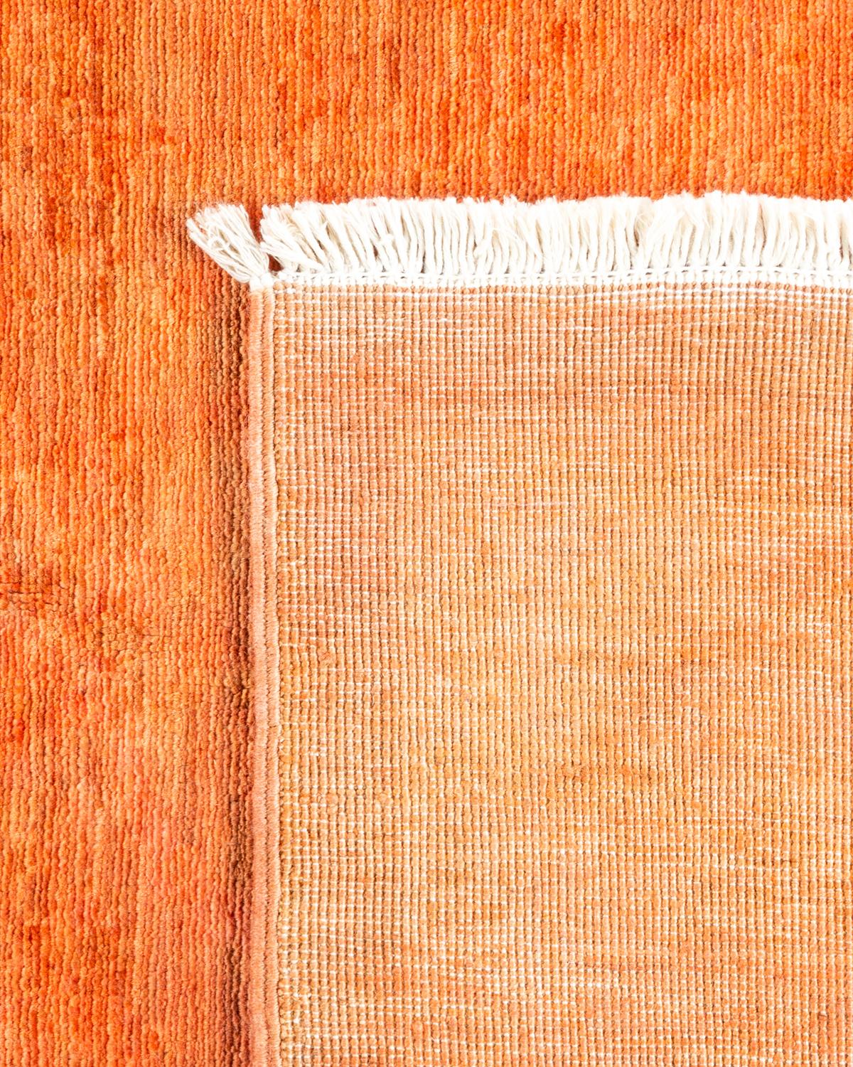 Contemporary One-of-a-kind Hand Knotted Wool Vibrance Orange Area Rug