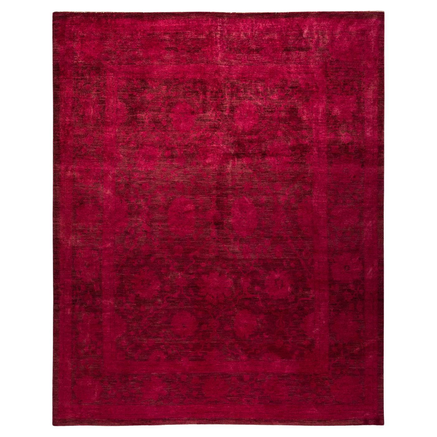 Oriental Handmade Hand-Knotted Rectangle 8'4'' x 10'3'' Wool Area Rug in  Light Pink/Gray/Red