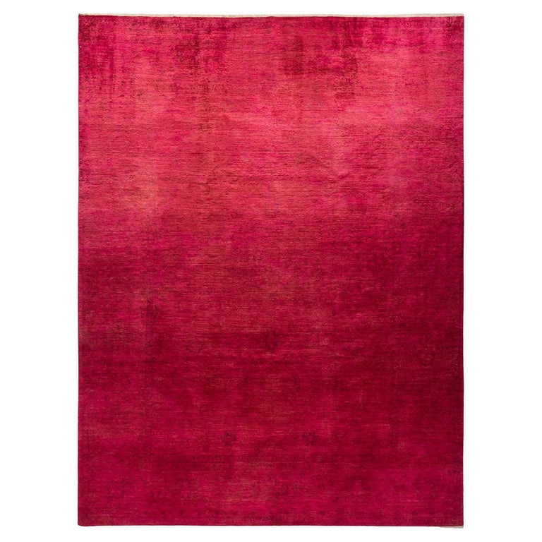 One-of-a-kind Hand Knotted Wool Vibrance Pink Area Rug For Sale at 1stDibs