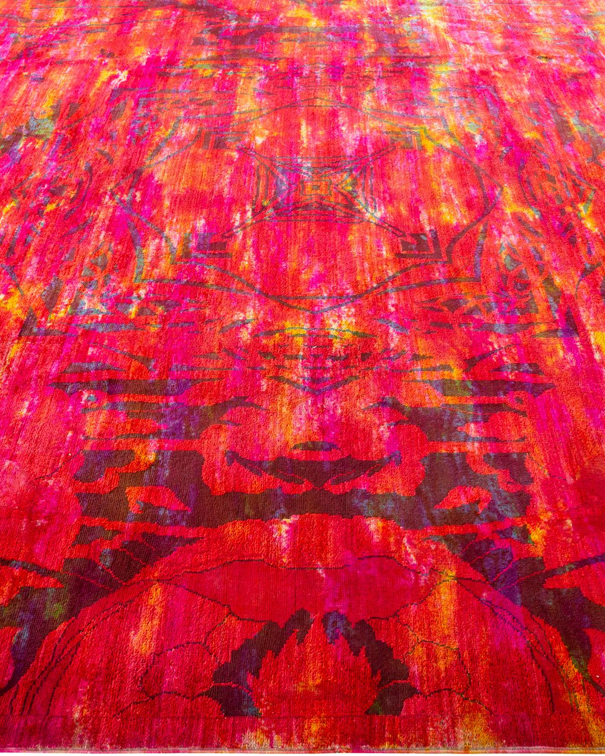 One-of-a-kind Hand Knotted Wool Vibrance Purple Area Rug In New Condition For Sale In Norwalk, CT