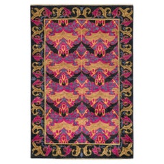 One-Of-A-Kind Hand Made Contemporary Arts 
Crafts Black Area Rug