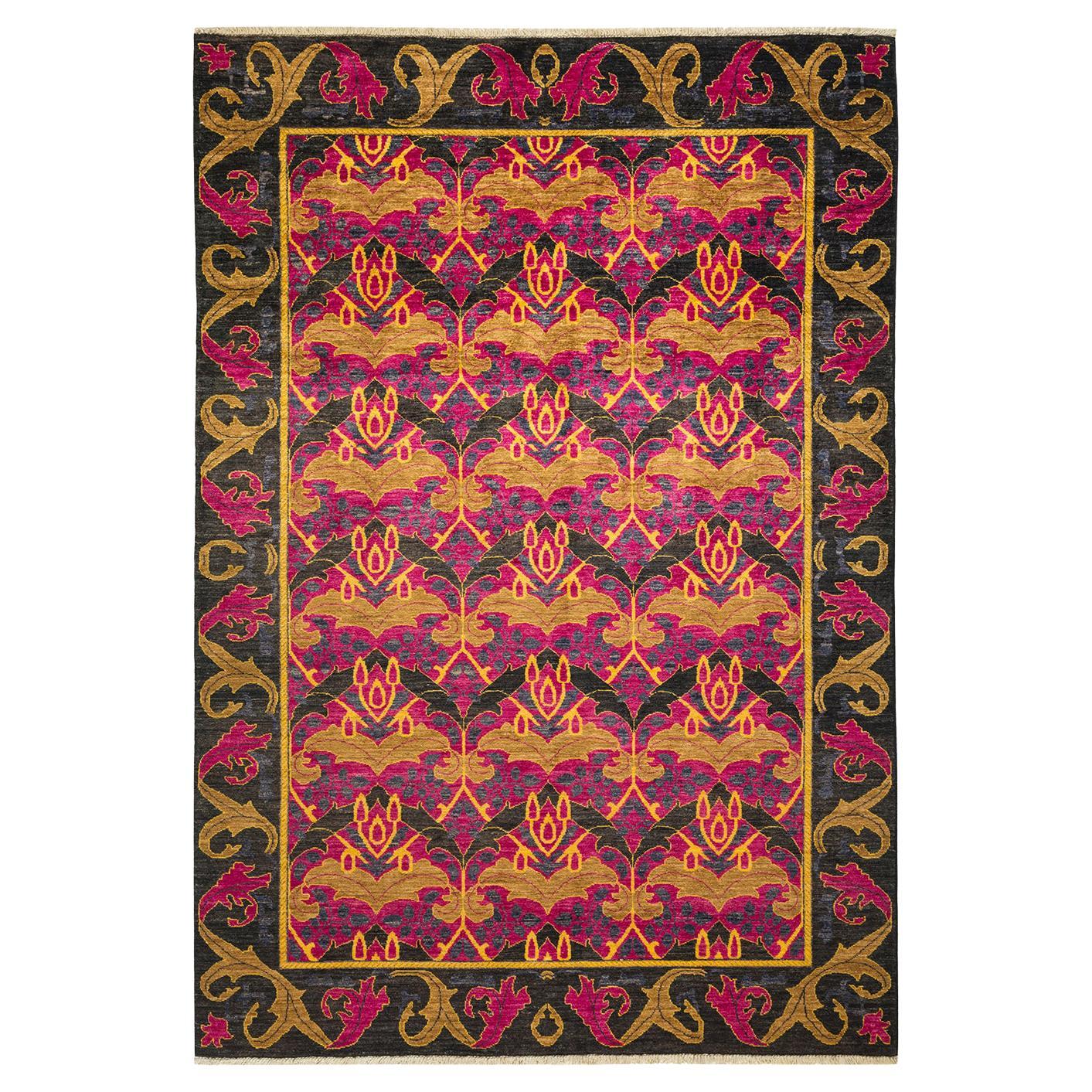 OneofaKind Hand Made Contemporary Arts and Crafts Black Area Rug For