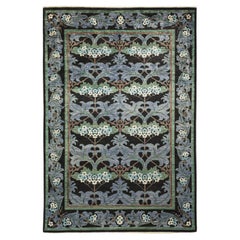 One-Of-A-Kind Hand Made Contemporary Arts & Crafts Black Area Rug