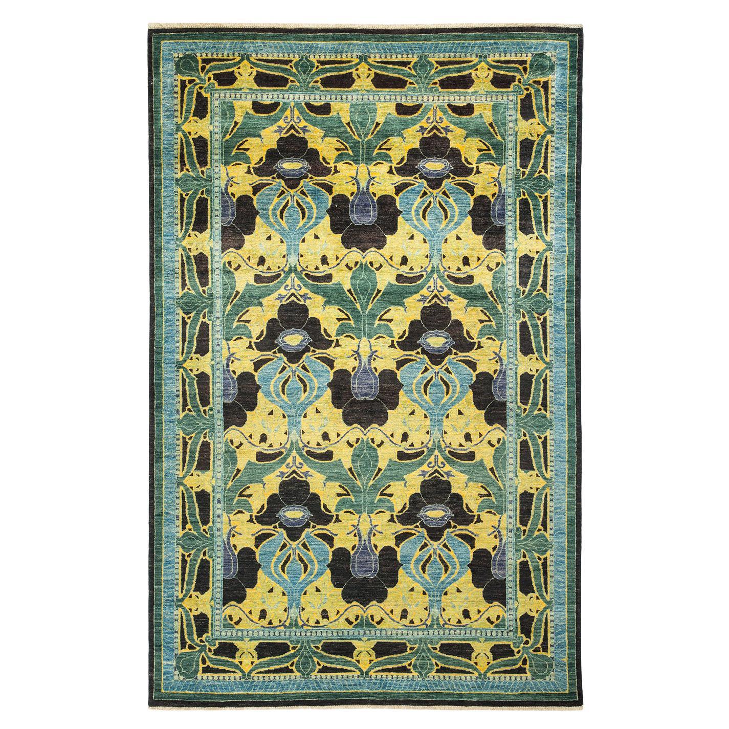 OneofaKind Hand Made Contemporary Arts and Crafts Black Area Rug For