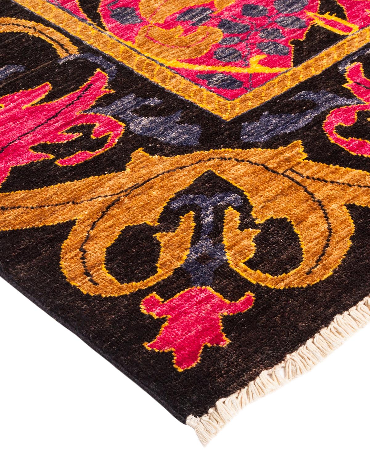 One-of-a-kind Hand Made Contemporary Arts & Crafts Black Area Rug In New Condition For Sale In Norwalk, CT