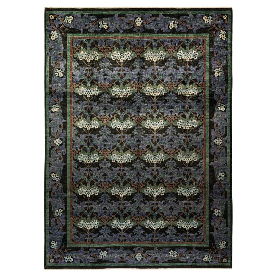 One-of-a-Kind Hand Made Contemporary Arts and Crafts Black Area Rug For ...