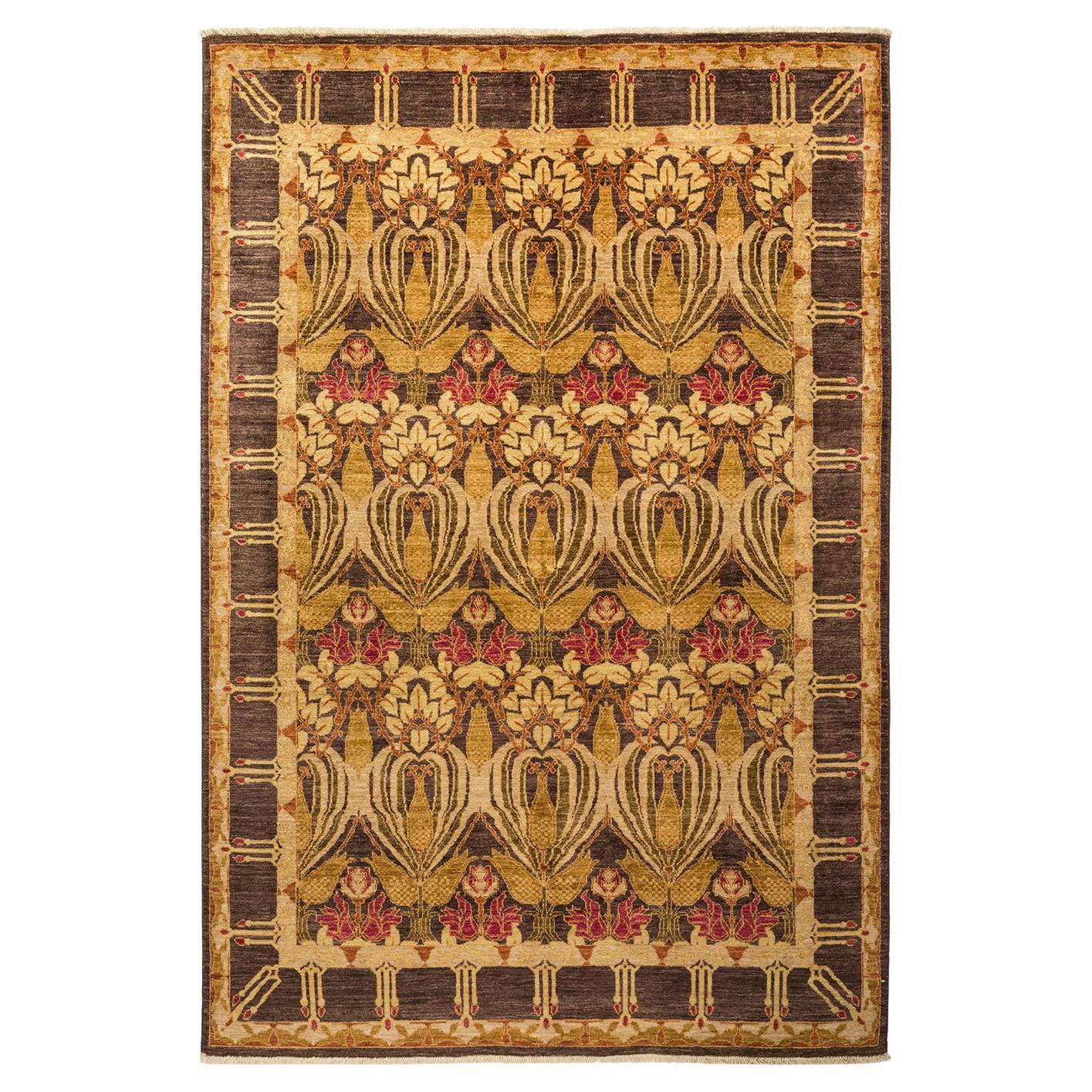 One-of-a-Kind Hand Made Contemporary Arts & Crafts Brown Area Rug