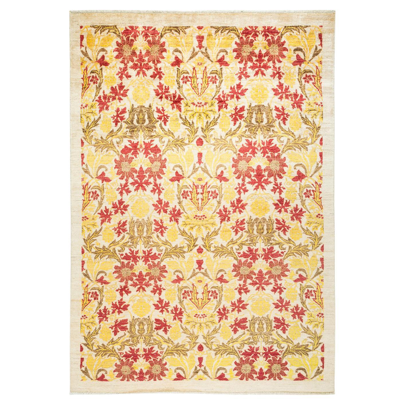 OneOfAKind Hand Made Contemporary Arts and Crafts Ivory Area Rug For