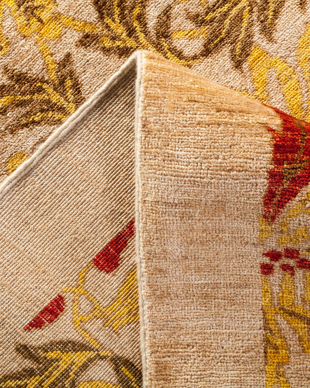 Annodato a mano Tappeto d'area contemporaneo Hand Made, unico nel suo genere, di colore avorio. in vendita
