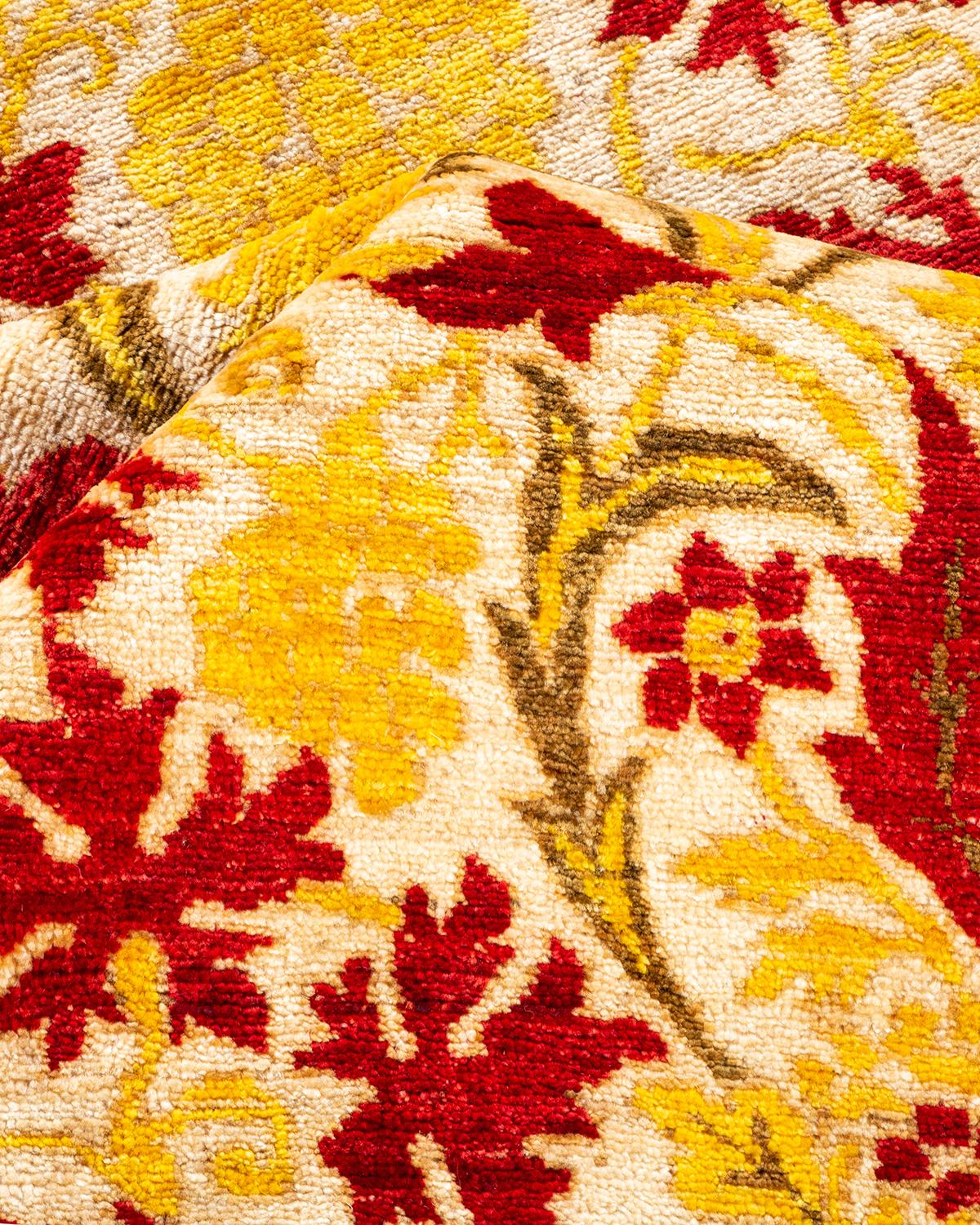 Elfenbeinfarbener zeitgenössischer Arts & Crafts-Teppich, handgefertigt, Unikat (Sonstiges) im Angebot