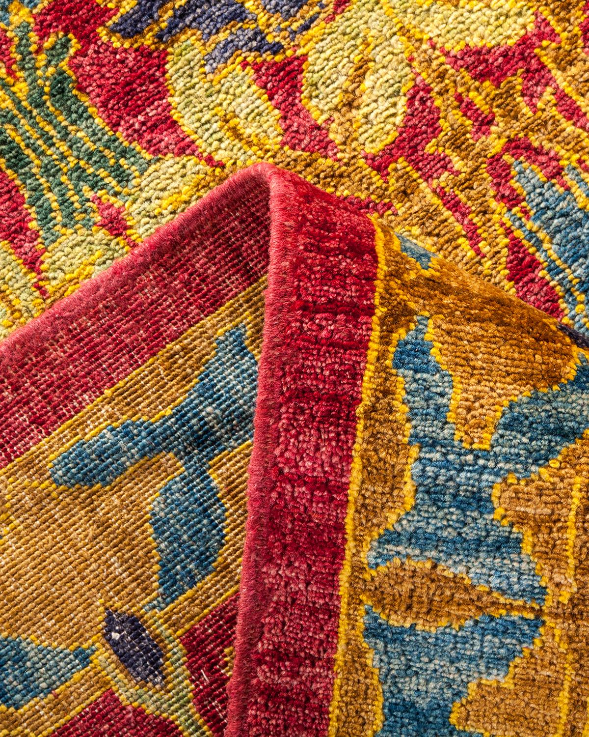 Asiatique Tapis rose Arts & Crafts contemporain unique en son genre fait à la main en vente
