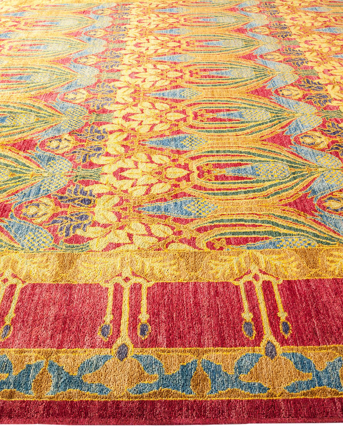 Tapis rose Arts & Crafts contemporain unique en son genre fait à la main Neuf - En vente à Norwalk, CT