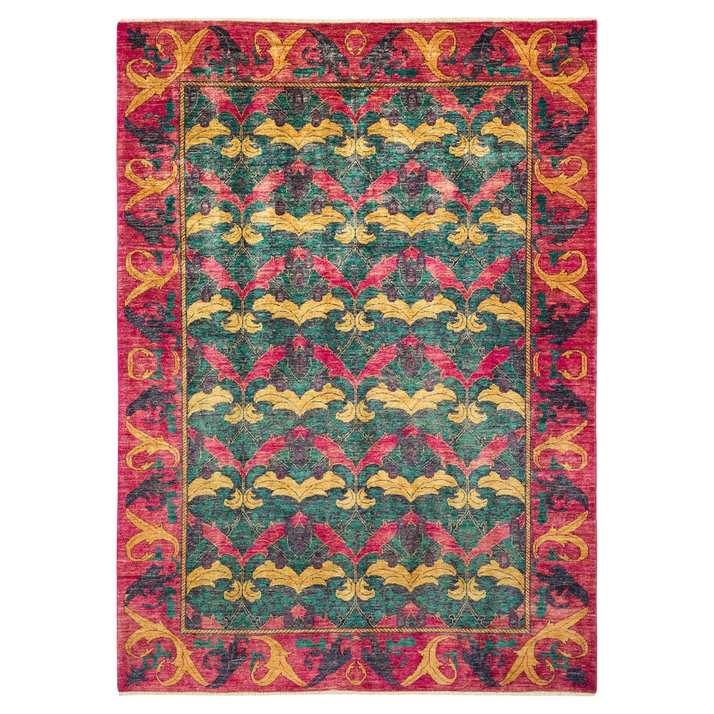 OneofaKind Hand Made Contemporary Arts and Crafts Purple Area Rug