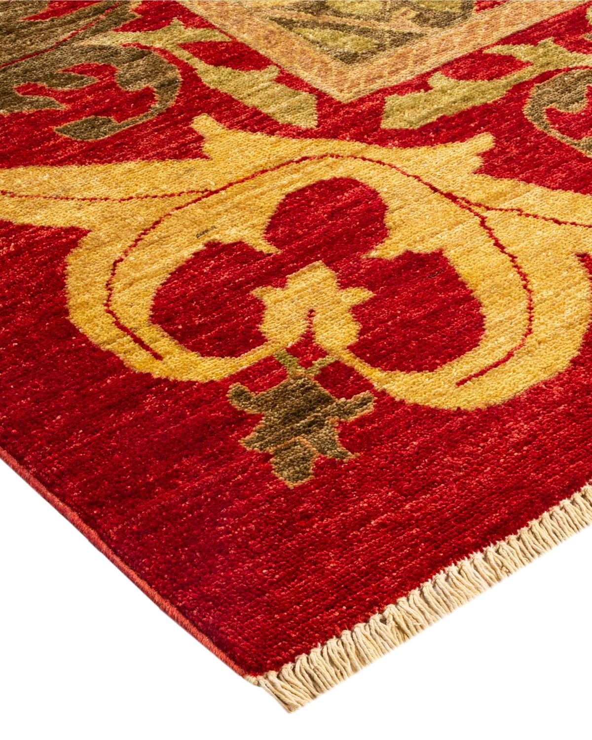 Alfombra Artística Contemporánea Hand Made Roja Única en su especie Lana en venta