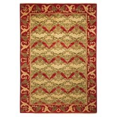 Handgefertigter roter Teppich im zeitgenössischen Arts & Crafts-Stil, Unikat