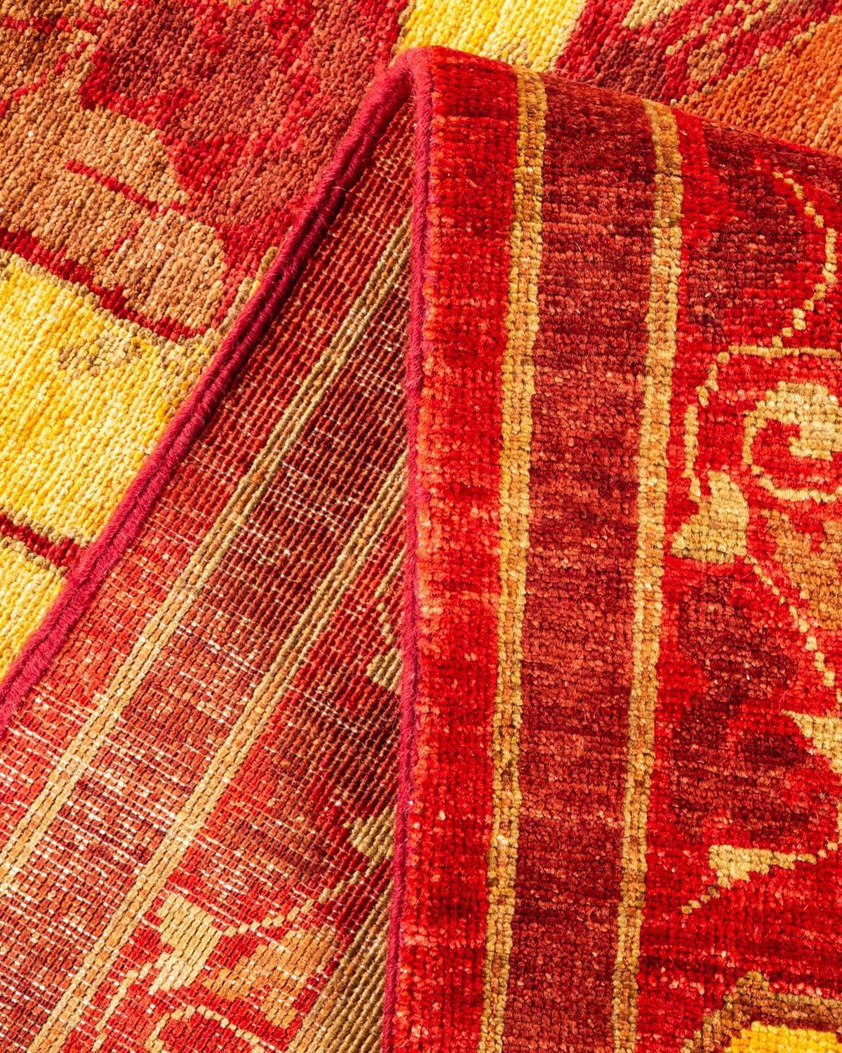 Alfombra Artística Contemporánea Hand Made Roja Única en su género Pakistaní en venta