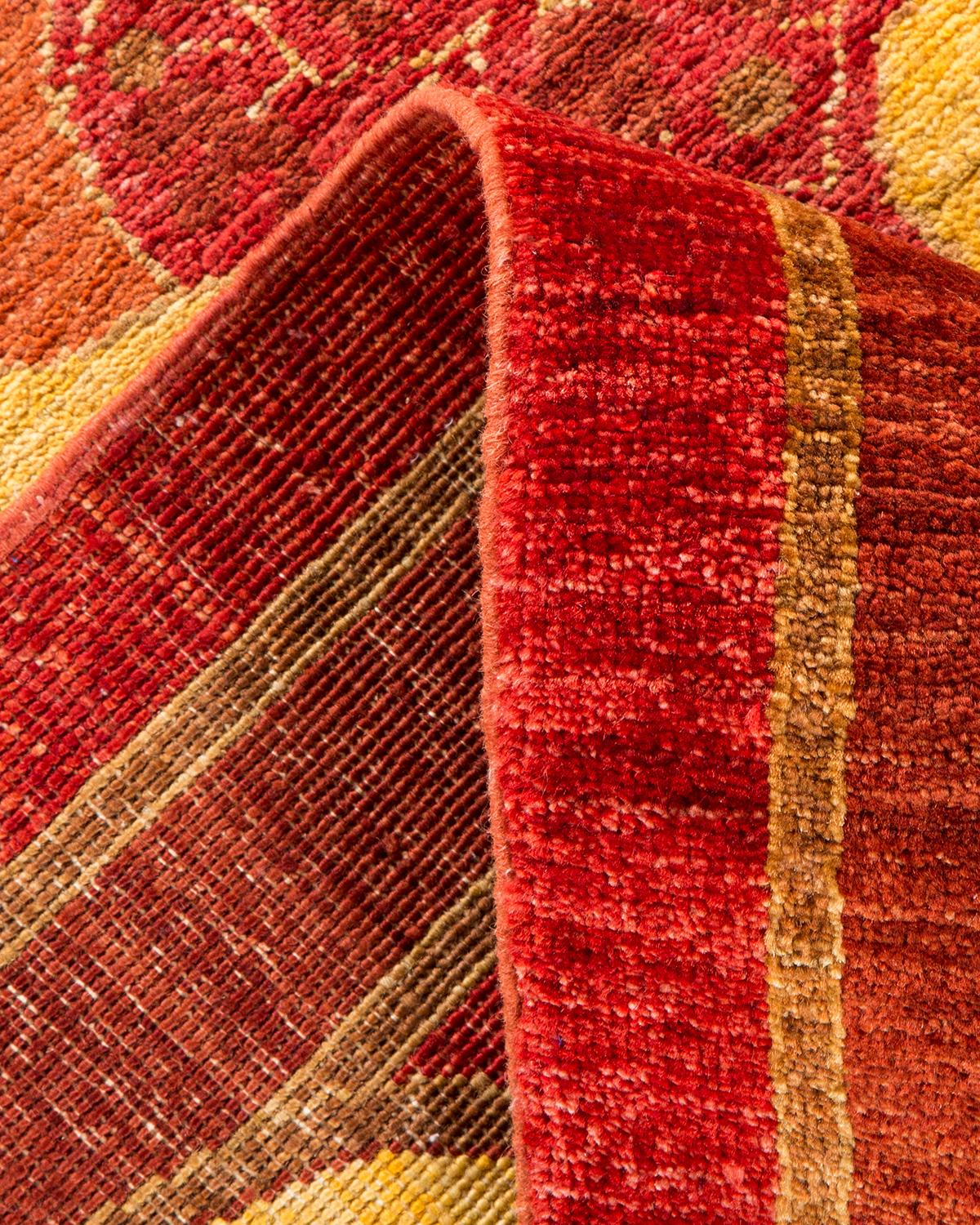 Handgefertigter roter Teppich im zeitgenössischen Arts & Crafts-Stil, Unikat (Pakistanisch) im Angebot