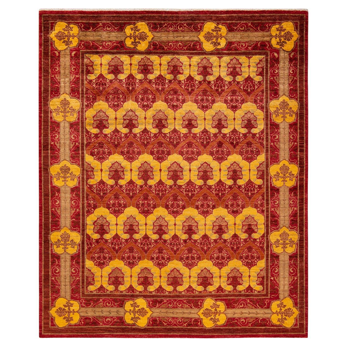 Oneofakind Hand Made Contemporary Arts and Crafts Red Area Rug For