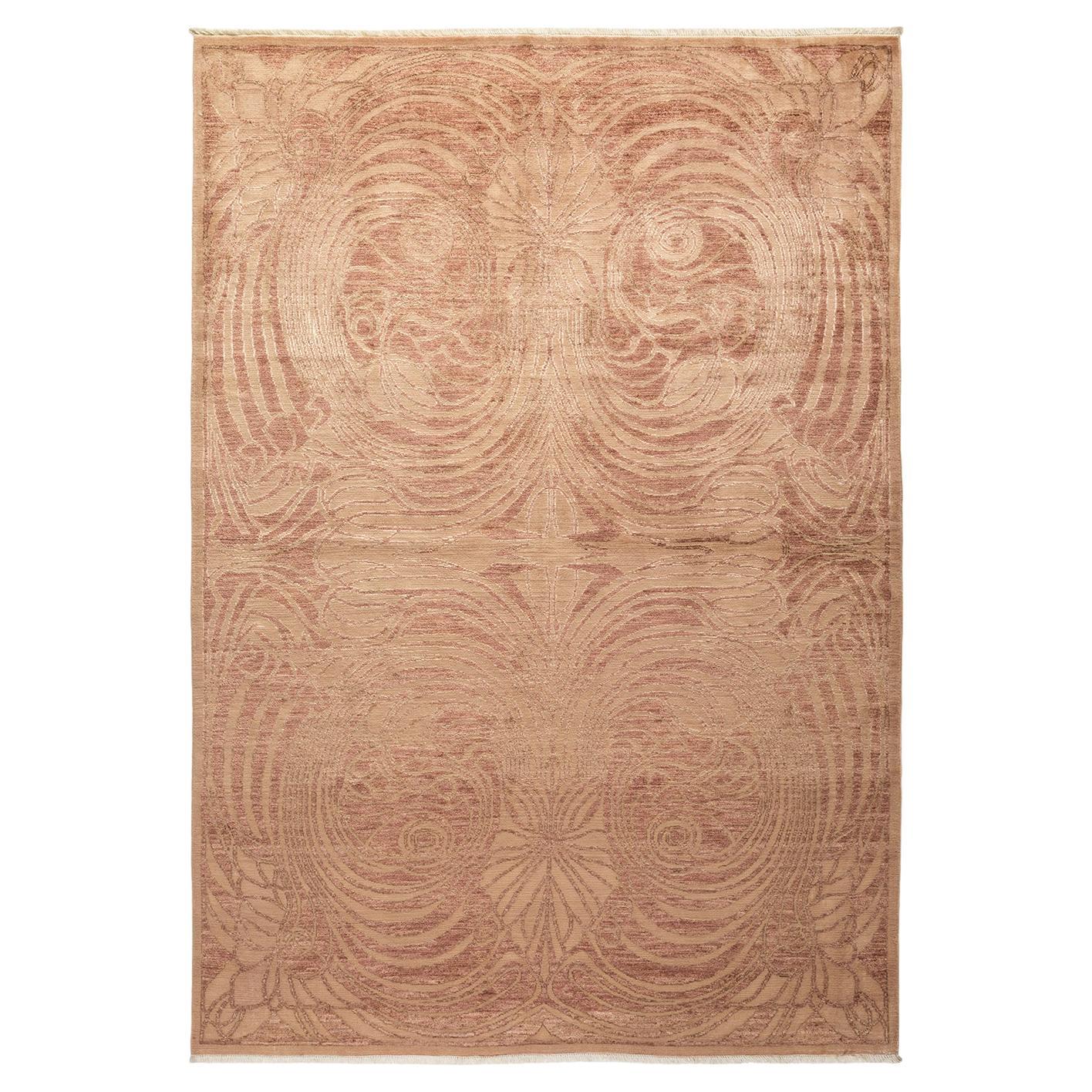 One-Of-A-Kind Hand Made Contemporary Eclectic Beige Area Rug