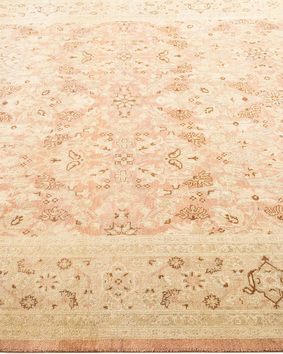 One-Of-A-Kind Hand Made Contemporary Eclectic Beige Area Rug In Distressed Condition For Sale In Norwalk, CT