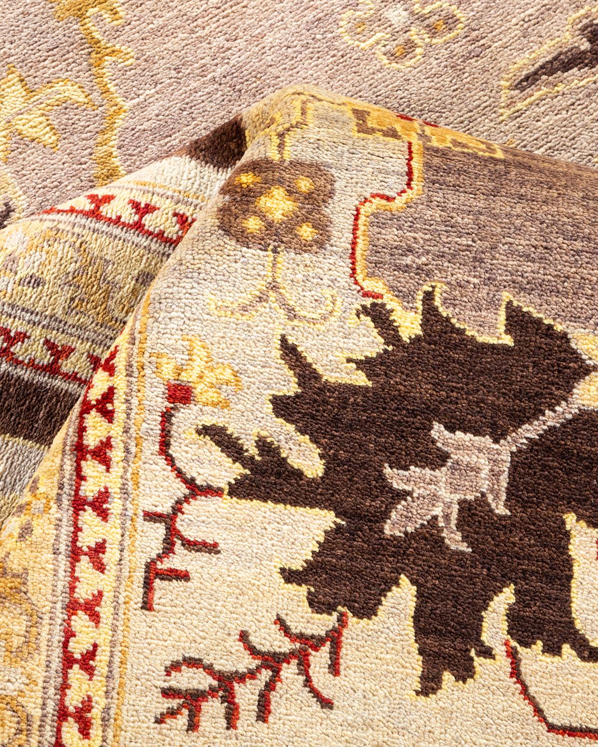 Alfombra contemporánea ecléctica beige hecha a mano única en su género Otro en venta
