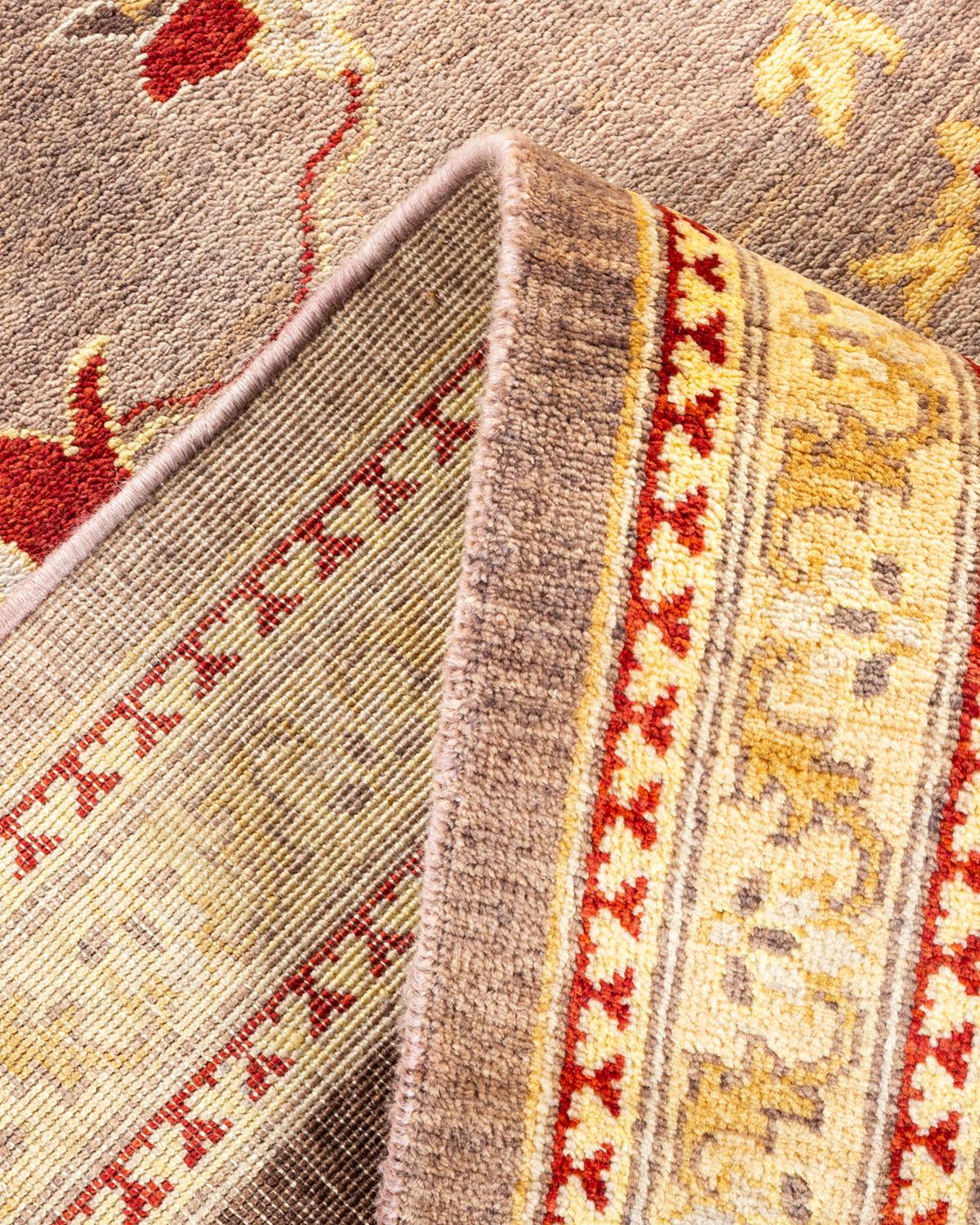 Alfombra contemporánea ecléctica beige hecha a mano única en su género Pakistaní en venta