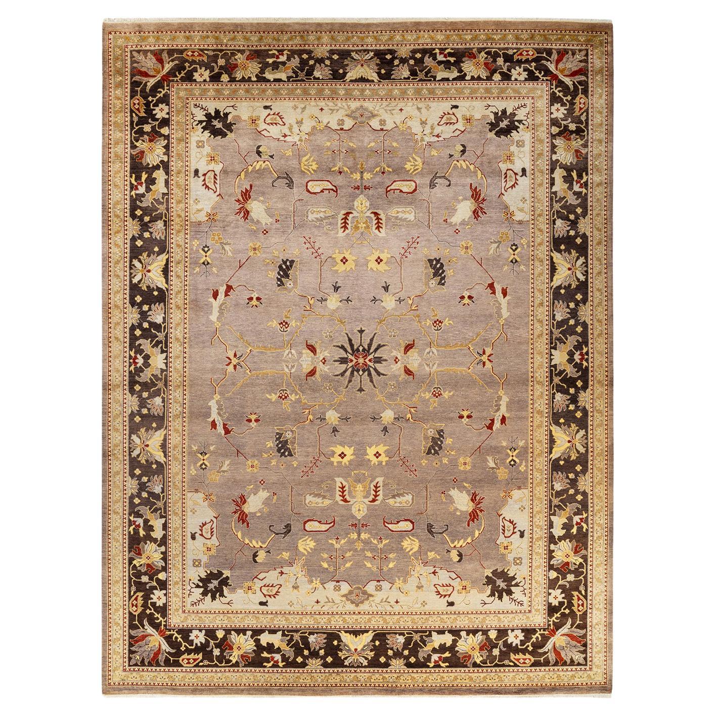 One-of-a-kind Hand Made Contemporary Eclectic Beige Area Rug For Sale